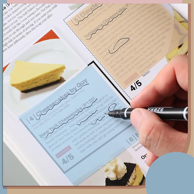 Jetec 900 Pcs Pastel Transparent Sticky Notes Transparent Clear Back to School Gifts for Bible Tabs Book Annotation Tools School Supplies Office Notes with Marker See Through Self(Cute Color)
