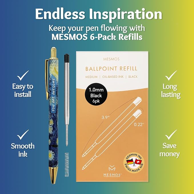MESMOS Van Gogh Fancy Pens Gift Set, End of Year Teacher Appreciation Gifts for Women & Men, Thank You Gift Pen Sets for Coworkers, Inspirational Journal Pens, Starry Night Luxury Pen for Teachers