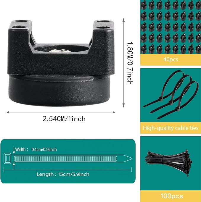 40 Pcs zbab1 Magnetic Zip Tie Mount Base, 35LBS Strong Magnetic Wire Holder & Cable Clips,Magnetic cable management for cars, offices, homes, and boats Diameter 25mm