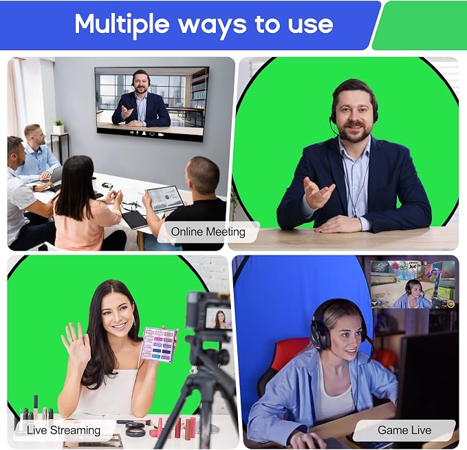 Portable Blue Green Screen Chair, 57 in Greenscreen Backdrop with Stand 2-in-1Double Sided Foldable Green Background, for Video Chats and Meetings, Photography, Photo Zoom, Streaming Games
