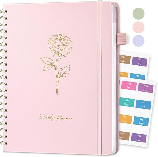 Oucaru Undated Weekly Planner, 8.5"x11", A4 Size To Do List Notebook with Goal & Habit Tracker Organizer, 52 Weekly Planner Notebook with Spiral Binding for Office Home School Supplies