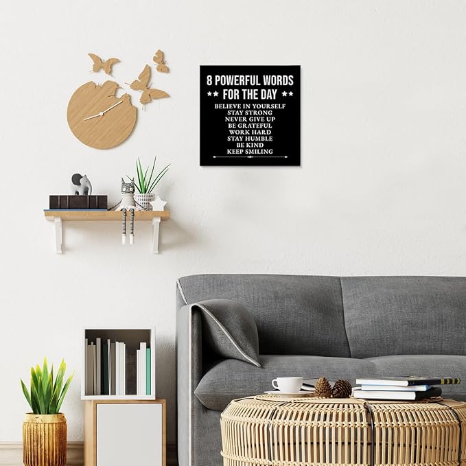 Inspirational Wall Decor, Motivational Canvas Painting Wall Art for Men Teen Boy, Black and White Positive Quotes Posters for Bedroom Living Room Classroom Gym Office (8 X 8 Inches, Framed)