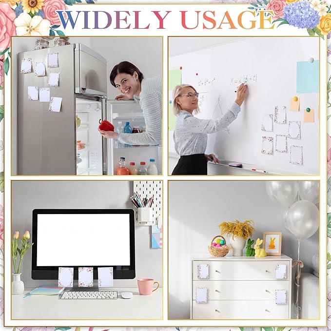 12 Pads Wildflower Sticky Notes Flower Sticky Notes 3 x 4 Inches Colored Adhesive Memo Reminder Decor Vintage Wild Floral Memo Pads Flower Notepads for Journal Office Birthday Gifts
