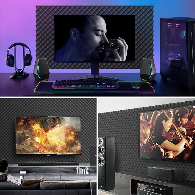 12 Pack 1.5"X12"X12" Acoustic Foam, Sound Proof Egg Crate Foam(Most Soundproofing Design), Upgraded Acoustic Panels, Fire-Retardent Sound Proof Foam Panels for Walls, Doors, Sound Foam Made by WVOVW