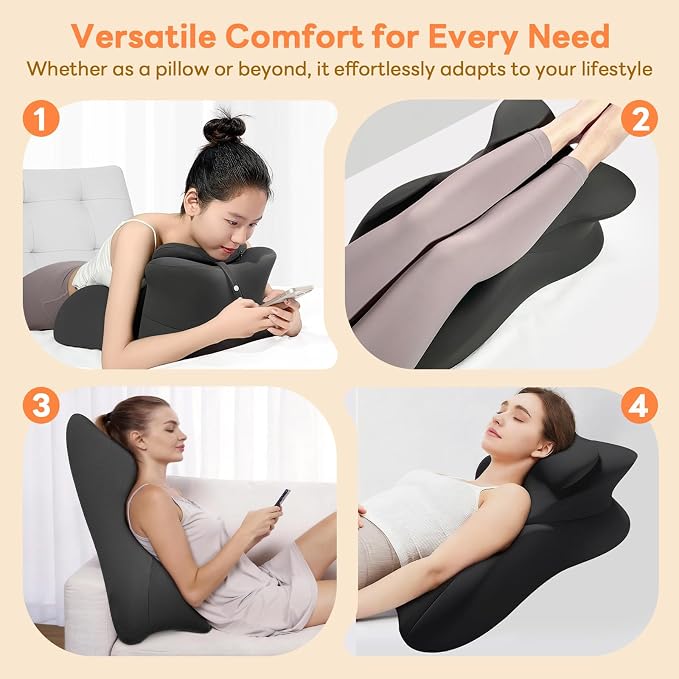 Memory Foam Wedge Pillow, 27° Angled Ergonomic Contoured Intimacy Couples Positioning Pillow for Reading, Back & Neck Support, Multi-Functional Body Support Cushion with Removable Cover