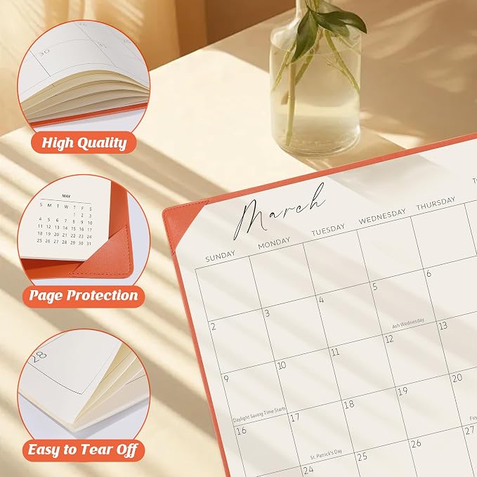 Gannyfer Large Desk Calendar 2026-2027 with Desktop Mat, Simplified 22" x 17" Desktop Pad Calendar, 18 Month Table Calendar from Jul 2026 to Dec 2027 (Orange Color)