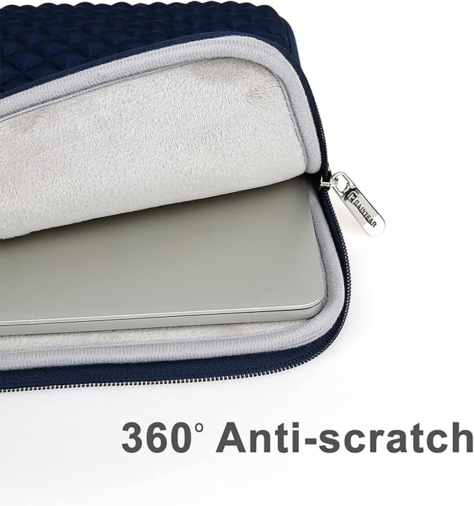 RAINYEAR 15 Inch Laptop Sleeve Diamond Foam Shock Resistant Padded Case Fluffy Lining Cover Carrying Bag Compatible 15.4" MacBook Pro/Air, Surface Laptop 3/4 15", New XPS 15 Touch (Navy Blue)
