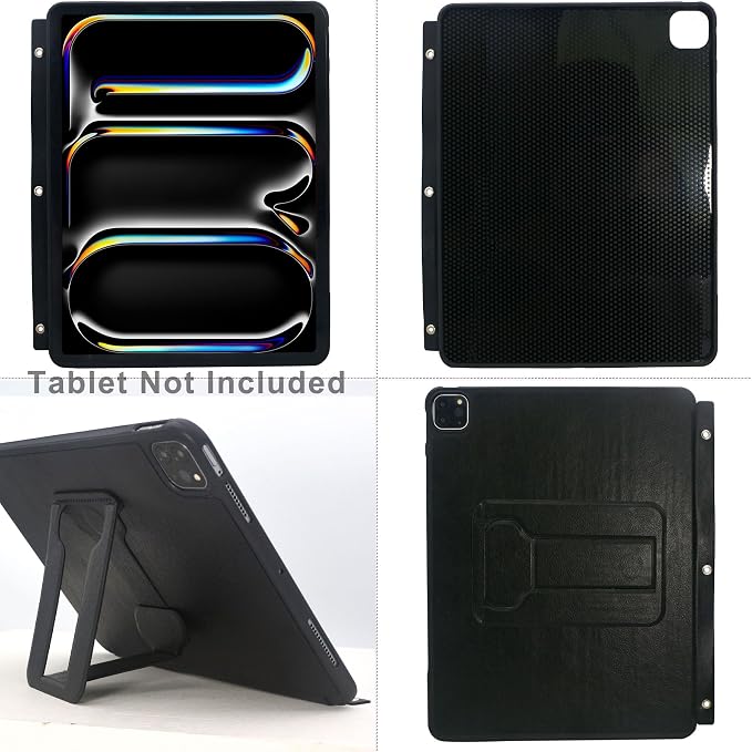Tablet Organizer Portfolio Case with 3-Ring Binder, Binder Padfolio File Folder with Removable Tablet Holder, Compatible with 13-inch iPad Pro M5 (2025)/M4 (2024),Gray