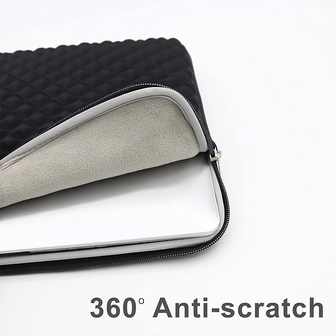 RAINYEAR 16 Inch Laptop Sleeve Diamond Foam Shock Resistant Padded Case Fluffy Lining Zipper Cover Carrying Bag Specially Compatible with New 16" MacBook Pro A2141 A2485 M1 M2 M3 M4(Black)