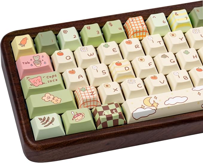 150 Keys Cute Keycaps, Dye Sublimation PBT Customized Cherry Profile Keycaps Cartoon Bear Keycap Set for Cherry MX Gateron Switches Mechanical Keyboards