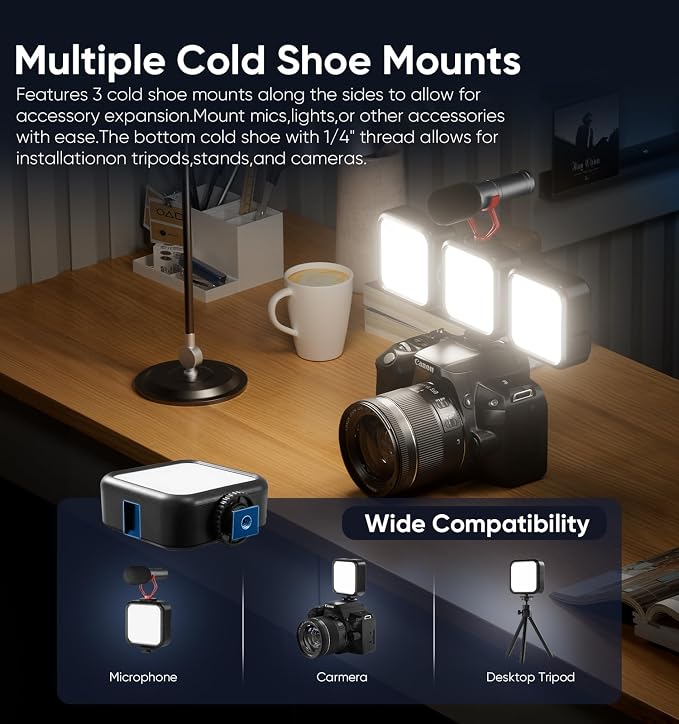 LED Video Light, Video Conference Lighting Kit, 1200mAh Rechargeable Soft Light Panel, 3000K-7000K Dimmable Camera Lights, for DJI OSMO Sony DSLR Canon Camera GoPro Vlogging