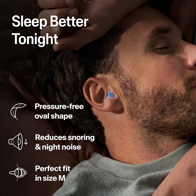 Alpine SleepDeep Earplugs for Sleeping – Side Sleepers & Snoring – Ultra-Soft Noise Reducing Earplugs – 27dB SNR – Hypoallergenic, Silicone-Free – 1 Pair (M)