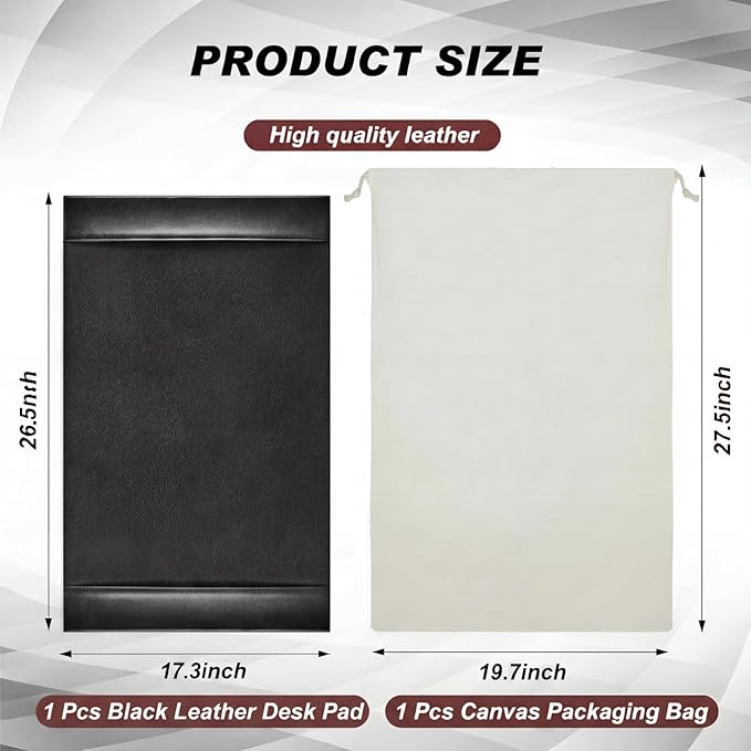 26.5 x 17.3 Inch Leather Desk Pad Protector with Side Rails, Executive Office Desk Mat for Home Workspace, Writing Surface, Mouse & Keyboard Pad, Elegant Gift for Men Dad Husband(Black)