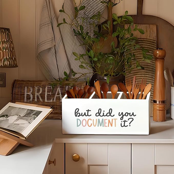 Funny But Did You Document It Pen Pencil Holder for Desk, HR Human Resources Gifts, Office Humor Gifts for Coworkers Women Men Wooden Box Sign Decorations for Office Desk Tabletop