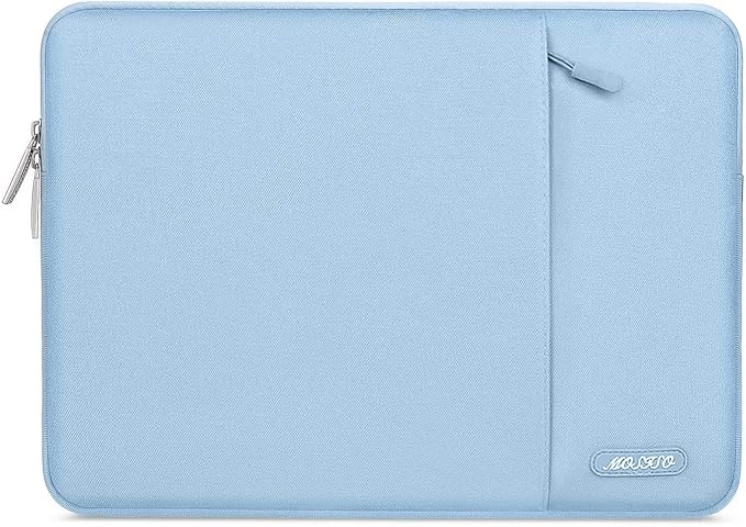 MOSISO Laptop Case 13.3 inch, 13-13.3 inch Laptop Sleeve Compatible with MacBook Air/Pro 13/Pro 14 M5 M4 M3 M2 M1, HP Dell ASUS Lenovo,Polyester Vertical Computer Sleeve Bag with Pocket, Air Blue