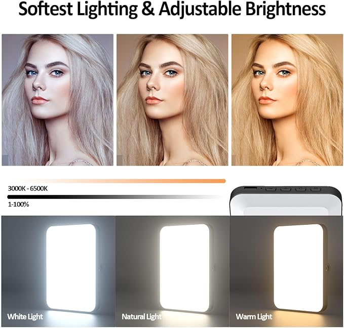 XINBAOHONG Rechargeable Selfie Light, Clip Fill Light for Phone Laptop Tablet Portable Light for Video Conference Live Streaming Zoom Call Makeup Picture (Black)