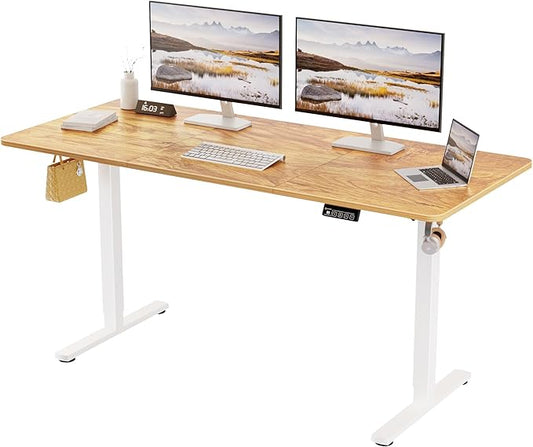 63"x28" Standing Desk, Height Adjustable Sit-Stand for Home Office | Electric Adjustable Standing Desk, Sit to Stand Computer Office Desk with Splice Board, Memory Preset, Lifts 28.7''-46.5"