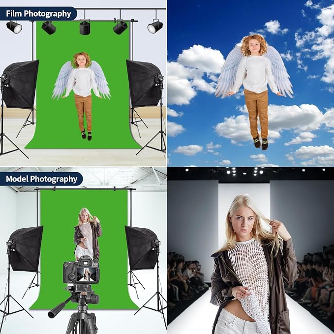 Green Screen Backdrop Chromakey Virtual Green Screen Background Sheet Fabric Wrinkle Resistance Photo Background for Photo Studio Shooting Props 6x9FT