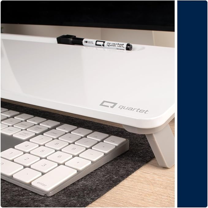 Quartet Dry Erase White Board, Magnetic Desktop Computer Pad for Notetaking, 21" x 7-3/4” Whiteboard, 1 Dry Erase Marker and Keyboard Pad, White Surface (Q090F01-R)