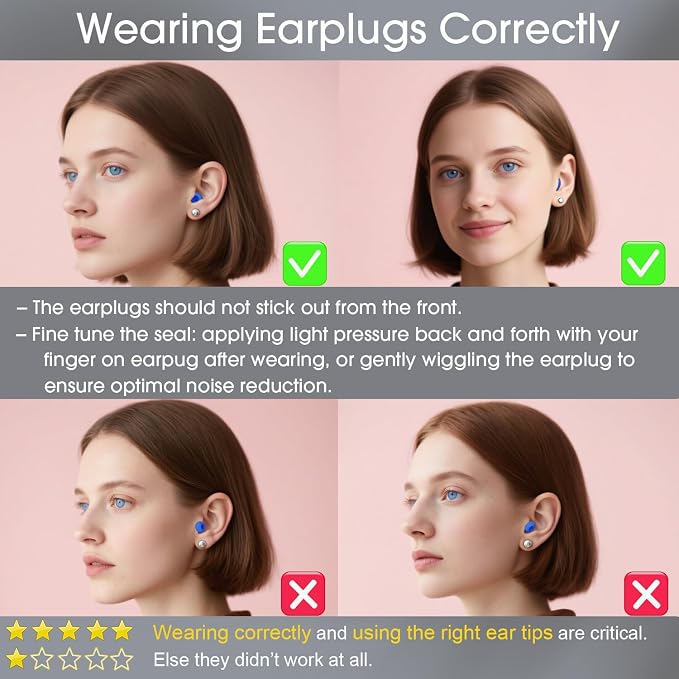 Ultra Soft Ear Plugs for Sleeping, Noise Sensitivity, Passive Noise Reduction 26dB, Most Comfortable Noise Cancelling Earplugs, Certified Hearing Protection, 8 Ear Tips - Black