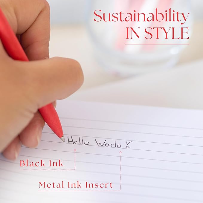 Paper Pen, Crafted From Recycled Paper, Metal Ink Insert, Plastic-free, Eco-friendly, Back to School, Sustainable Office Supplies, Goodie Bag Gift, Valentines Day, Black Ink, Pack of 10, Pure Love set