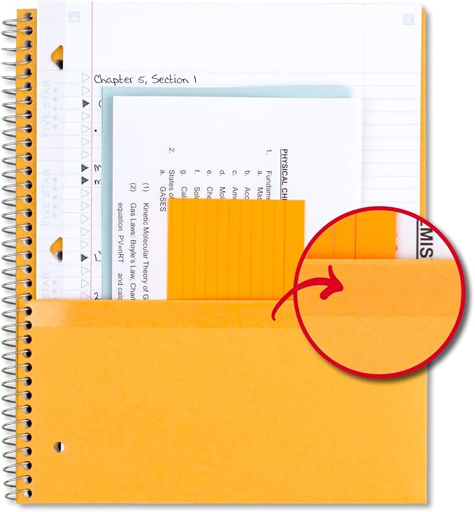 Five Star Spiral Notebook Plus Study App, 1 Subject, College Ruled Paper, 100 Sheets, 8-1/2" x 11", Fire Red (72053) (Pack of 2)