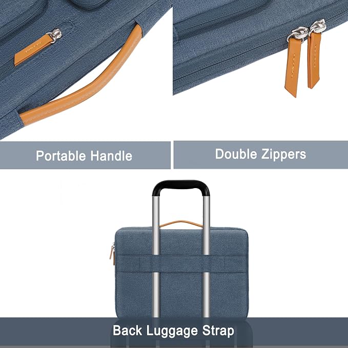 MOSISO 360 Protective Laptop Case 13 inch, 13 inch Laptop Sleeve Compatible with MacBook Air M5 M4 M3 M2 M1 2026-2018/Neo/Pro M2 M1, Side Open Carrying Case with 4 Zipper Pockets&Handle, Haze Blue