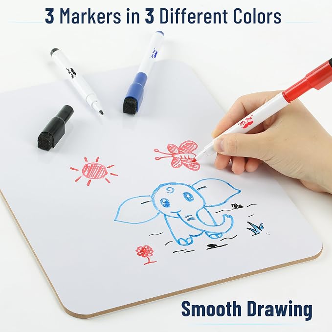 Mr. Pen- Small Dry Erase Lapboard, 9x12 Inches, 3 Markers | Double Sided Mini Dry Erase Board for Kids, Small Whiteboard Portable for Kids, Students and Classroom Use