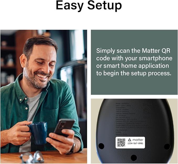 Legrand Wi-Fi Outdoor Dual Output Matter Smart Plug, Effortless Setup, Enhanced Compatibility with Apple HomeKit, Google Home, Alexa & SmartThings, Matter Smart Home, Pack of 1 WWMP31