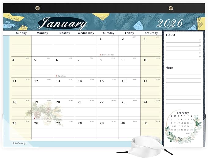Desk Calendar 2026, 18 Months Calendar Runs from January 2026 to June 2027 Large 17 x 12 inch Desktop or Wall Monthly Calendar Planner for Home School or Office, Scenery