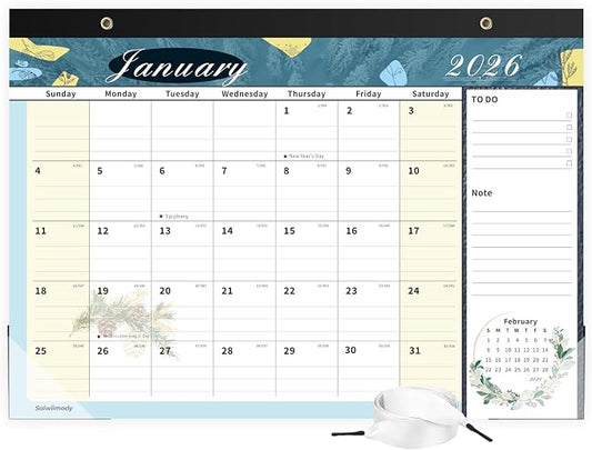 Desk Calendar 2026, 18 Months Calendar Runs from January 2026 to June 2027 Large 17 x 12 inch Desktop or Wall Monthly Calendar Planner for Home School or Office, Scenery