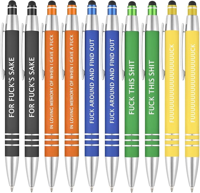 Office Funny Ballpoint Pens - Vibrant Color With Fun Novelty Pens,Office Stationary, Gag Gift, Funny Gift,Black Ink (Fresh out of Fucks Pens)