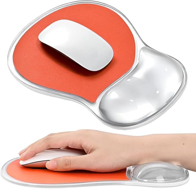 EooCoo Ergonomic Washable Mouse Pad with Gel Wrist Rest Support | Middle Concave Design, Relieve Wrist Pain, Non-Slip Base, Office Desk Accessories