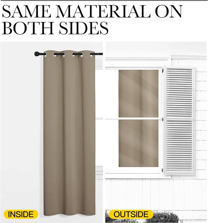 NICETOWN Bedroom Window Blackout Curtain Panel, Taupe, 1 Panel, 70 x 63 inch, Thermal Insulated Blackout Drape/Drapery for Loft, Guestroom