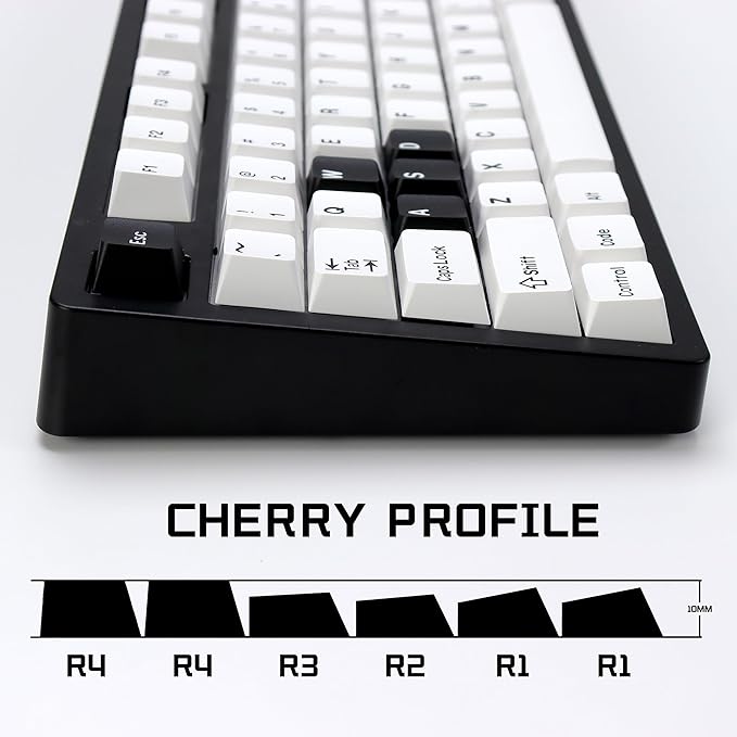 Bow PBT Double Shot Keycap Set,174 Keys White and Black Custom Key Cap Keycaps 60 Percent Cherry Profile Keycaps for 61/64/68/84/87/100/104/108 Mechanical Keyboard