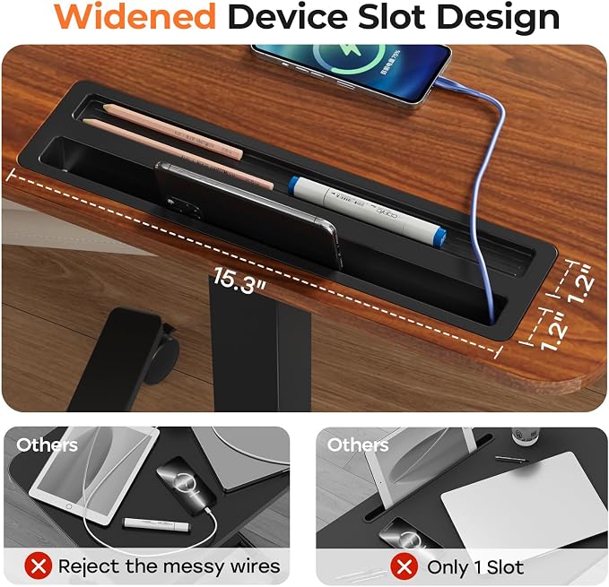 28" Mobile Standing Desk with Drawer, Portable Laptop Desk | Rolling Desk with Cup Holder and Hooks, Height Adjustable Computer Cart with Storage, Lockable & Hidden Wheels, Dark Wood