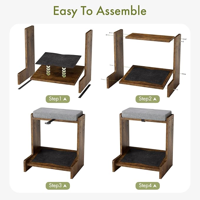 Adjustable Double Step Foot Rest Under Desk, Wooden Foot Stool for Office & Home with Cushioned Layers, Ergonomic Footrest for Desk, Leg Rest for Comfortable Sitting