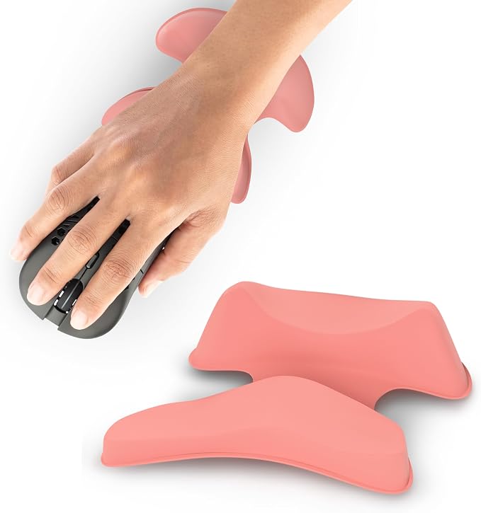 GlideX r2.0 Ergonomic Mouse Wrist Rest – Compact Sliding Wrist Pad with Low Profile Design for Desk Laptop Travel, Fits Small to Medium Hands (Pink)