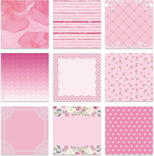 Aesthetic Sticky Notes Gifts, 9 Pack Pink Floral Aesthetic Notepads 3x3 Inch Gifts for Coworkers Students, Pink Memo Pads Office School Supplies for Men Women (450 Sheets)