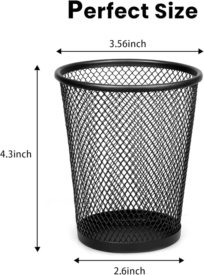 QYH Mesh Pencil Holder for Desk 6 Pack, Metal Pen Cup Black | Pen Holder for Desk, Desk Organizer for Office, Business, School & Home