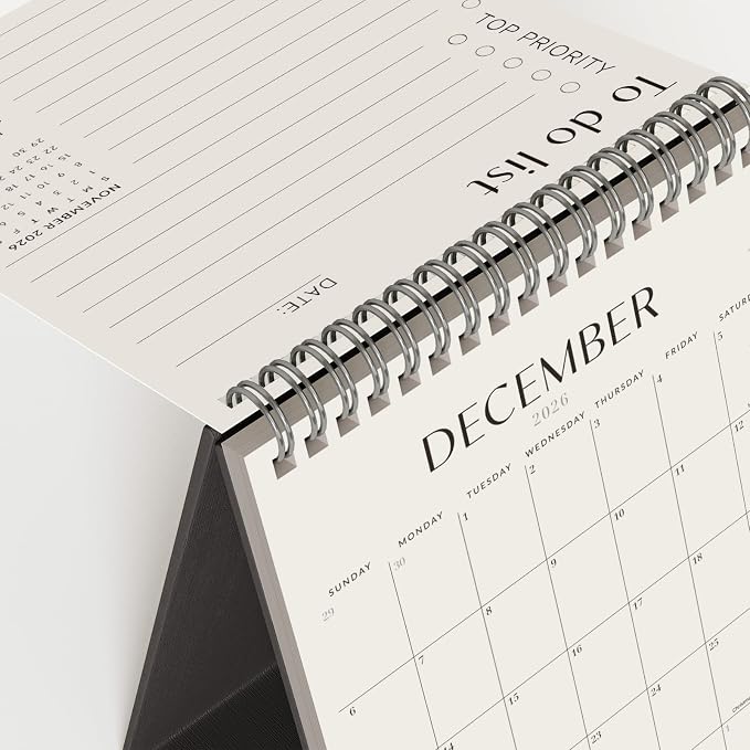 Jotsome Desk Calendar 2026-2027, Small Standing Flip Desktop Calendar From July 2026 to December 2027 for Home and Office, Easy Organizing (Black, Small)