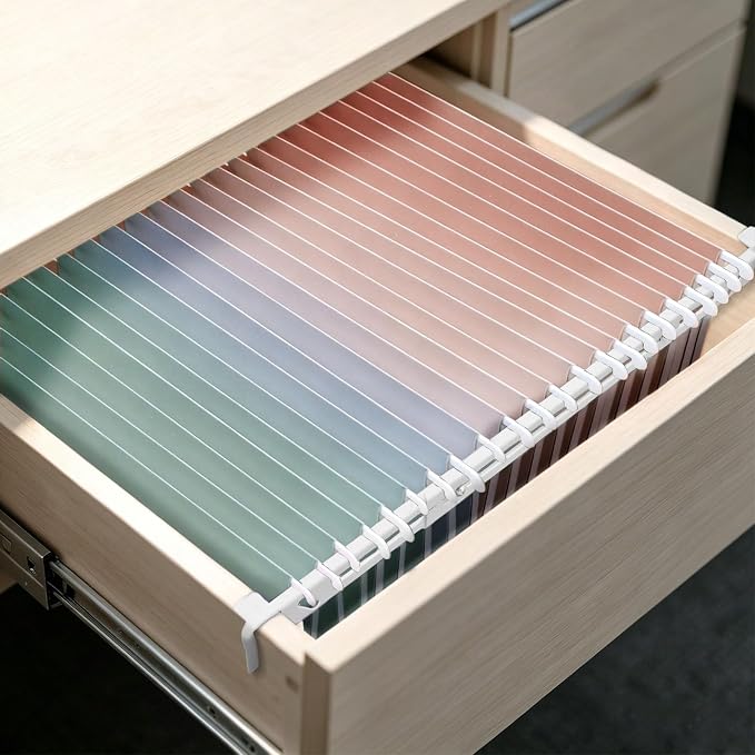 4 Pack Adjustable File Cabinet Rails, Metal Hanging File Folder Frame Cabinet Dividers Suitable for Cabinets with Drawer Thickness Less Than 0.71 Inches