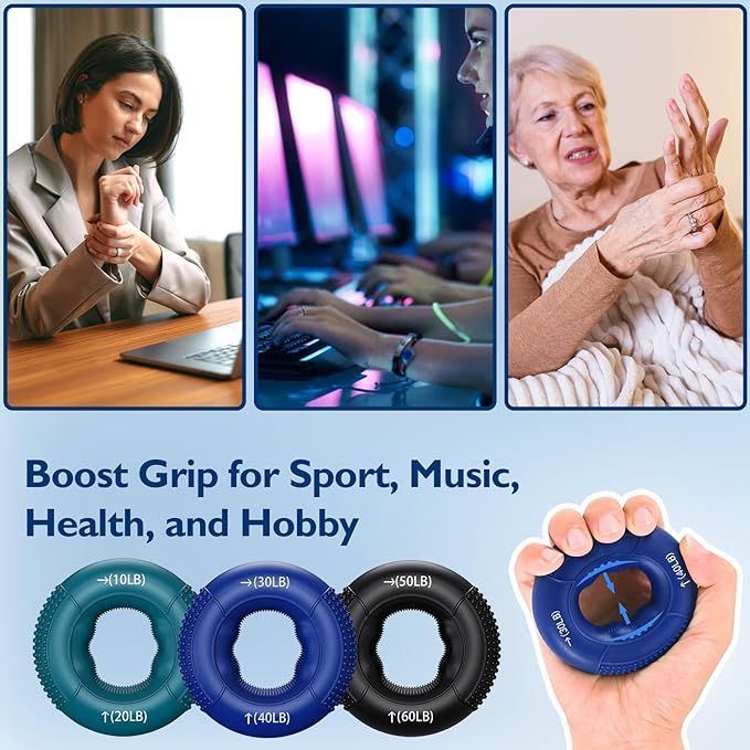 FitBeast Grip Strength Trainer, Finger Exerciser, Forearm Strengthener 9-Piece Kit, Hand Grip Strengthener Targeted Strength, Relief & Recovery
