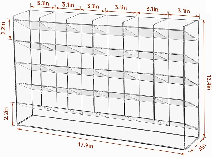 BEYGORM Acrylic Vertical Marker Organizer for 375 Markers with 31 Compartments, Clear Angled Pen & Pencil Holder, Large Desk Stationery & Art Supply Storage for Office & School (17.9x 12.4 x 4 Inch)