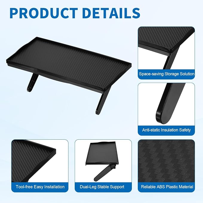 uxcell TV Top Shelf TV Monitor Shelf, 11.8" x 5.5" Plastic Shelves Monitor Top Bracket Universal Fit Shelves Storage Thickened for Media Box Game Console Router, Black