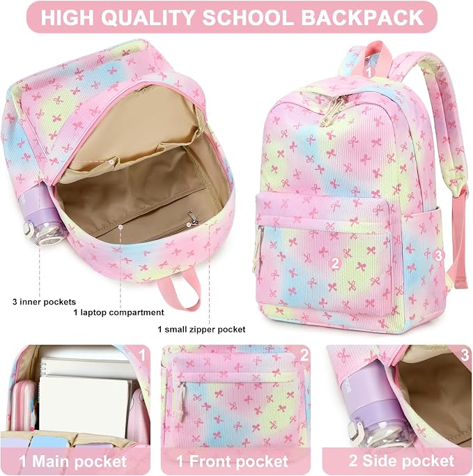 LEDAOU Backpack for Girls School Bag Kids Bookbag Teen Backpack Set Daypack with Lunch Bag and Pencil Case | Kids