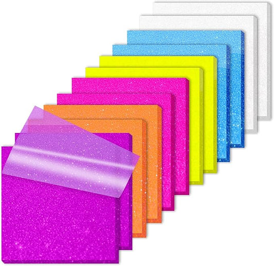 Transparent Sticky Notes 600 Sheets, Frosted Glitter Gummy 3x3 Inch, High Glass-Like Clear See Through Post Self-Adhesive Notes for Women Office School Teacher Planer Bible Supplies 12 Pads
