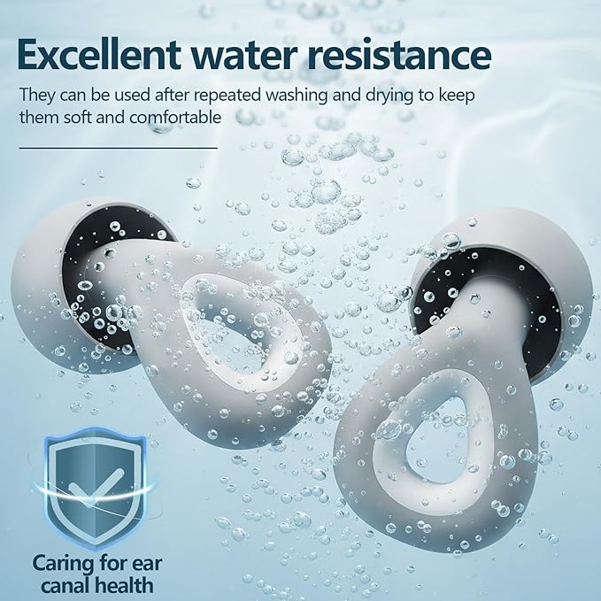 Ear Plugs for Sleeping Noise Cancelling - Grey Reusable Earplugs for 24dB Noise Reduction Snoring Concerts Sleep Deep Focus Work Travel Study, Silicone Flexible Hearing Protection Ear Plugs +3Tips
