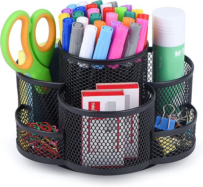 Topwey 360 Rotating Pencil/Pen Holder for Desk in Black | Desk Organizers and Accessories