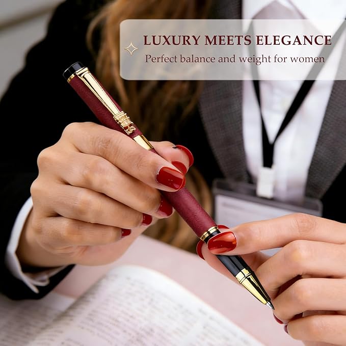 Luxury Pen,Best Luxury Ball Pen Gift Set for Women,Black Ink Fancy Pen Refillable for Executive Office,Professional,pretty pens,cool pens,Nice cute Designer Pen (Red)
